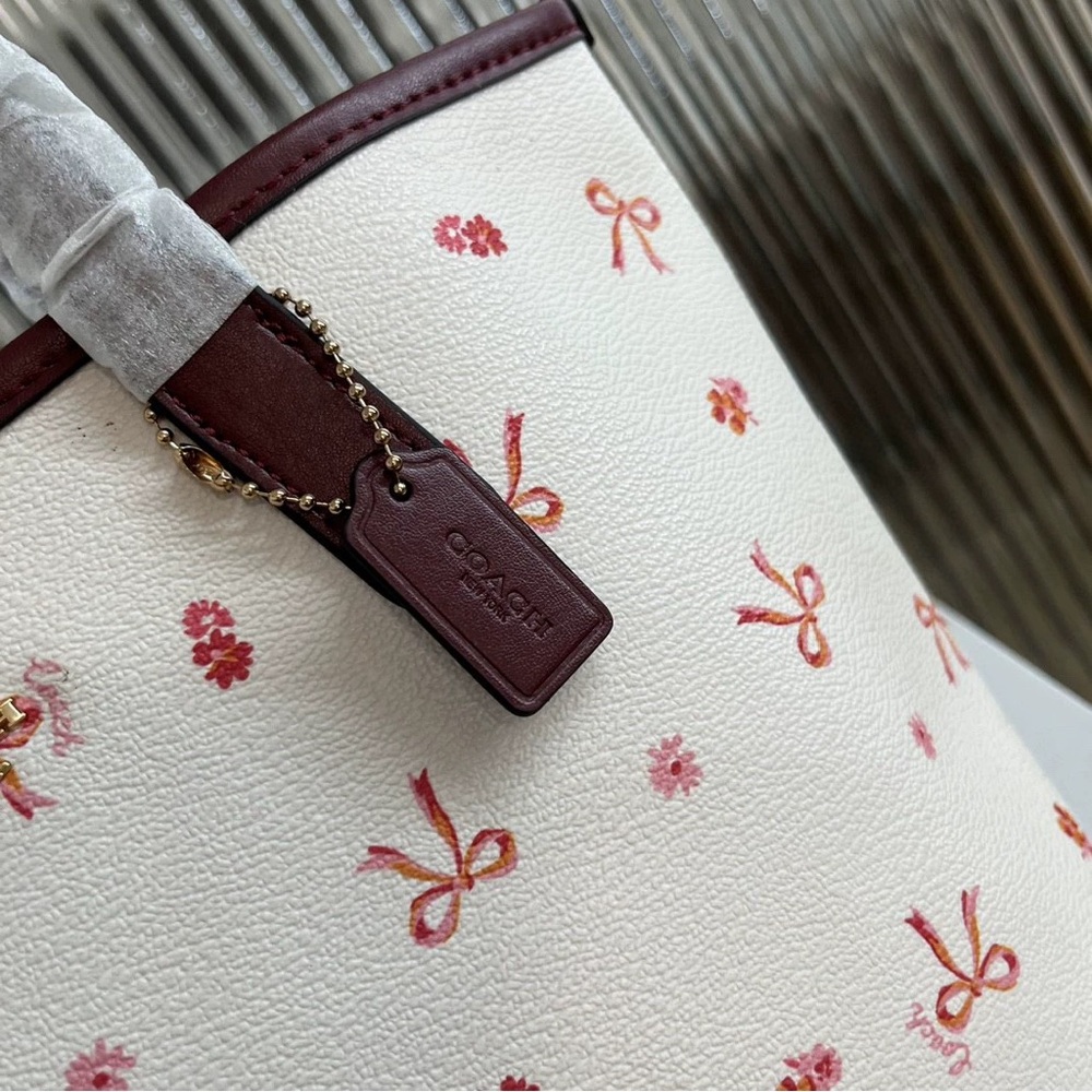 Coach Women's White & Red Mini City Bow Tie Print Tote - Picture 7 of 9